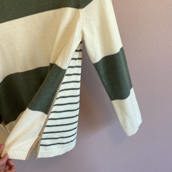 Talbots striped sweater, size M, Green & cream, NWT - Picture 3 of 10